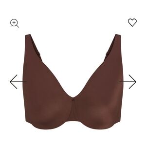 SKIMS Brown Seamless Wireless Bra with Plunging V-Neckline